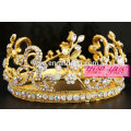 Goldene AB klare Kristall Blume Hochzeit Tiara Runde Krone